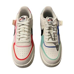 Nike Air Force 1 Mismatched Red and Blue Sneakers